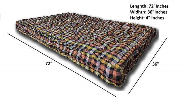 Indian Cotton Mattress- 72 inches x 36 inches x 4 inches - Medium Soft Cotton Mattress